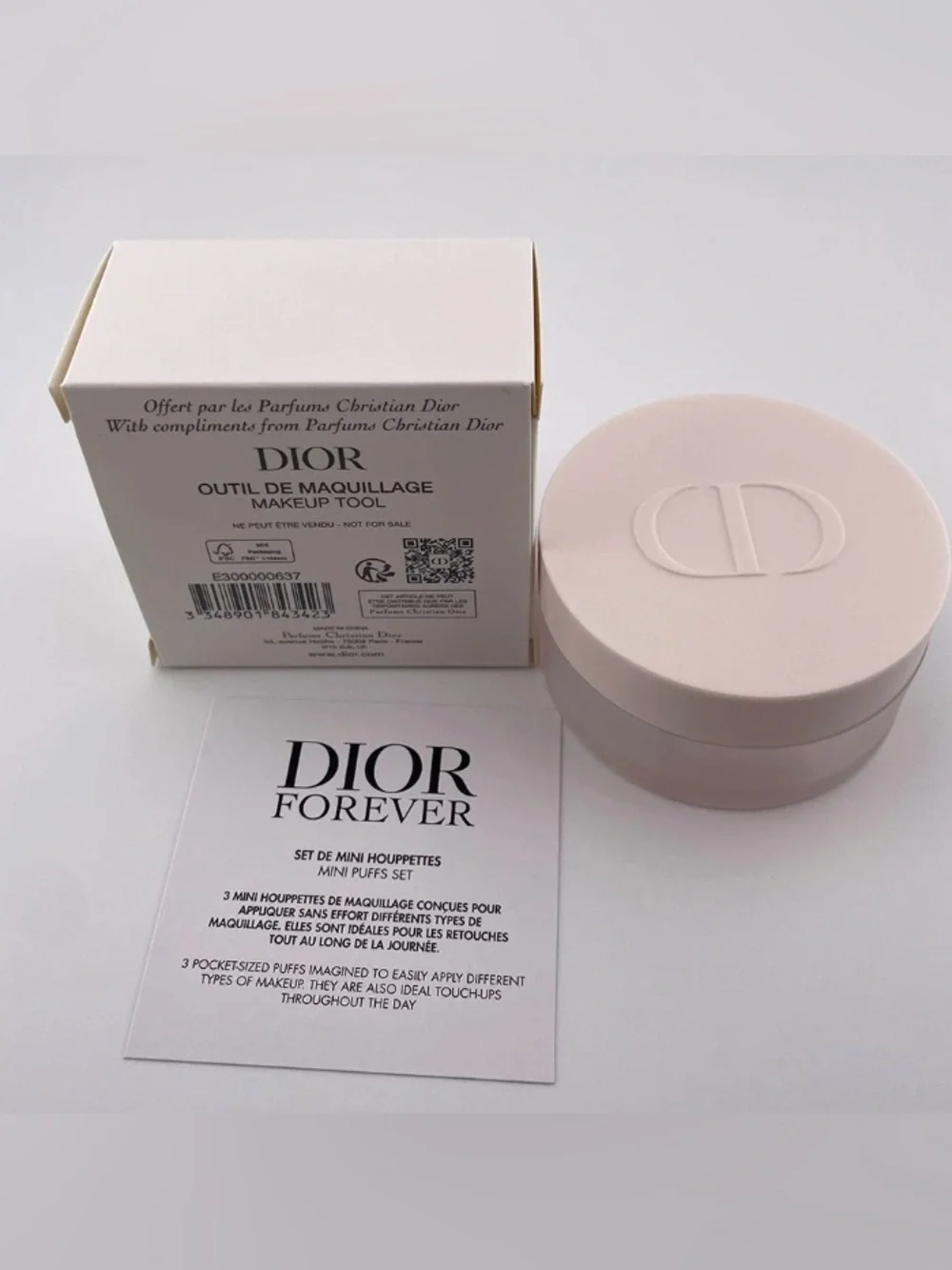 Dior Pink, Beige and Black Puff Trio with Case